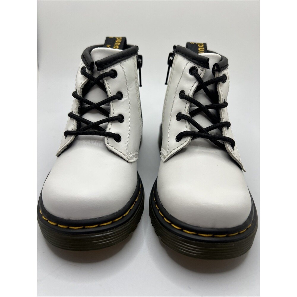 Doc Martens Toddler's Size 6 White Leather Lace Up Zipper Combat Boots NWOB